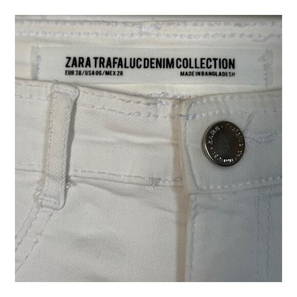 Zara Trafaluc White Skinny Jeans Side Stripe Raw Hem Size 6 / 28 - Picture 12 of 15